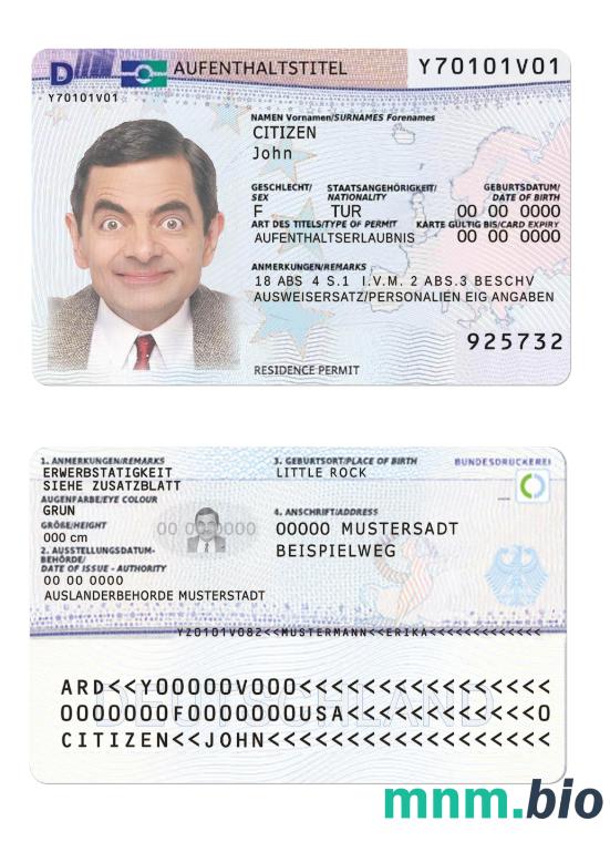 Zezwolenie na pobyt w Niemczech w pełni edytowalne PSD